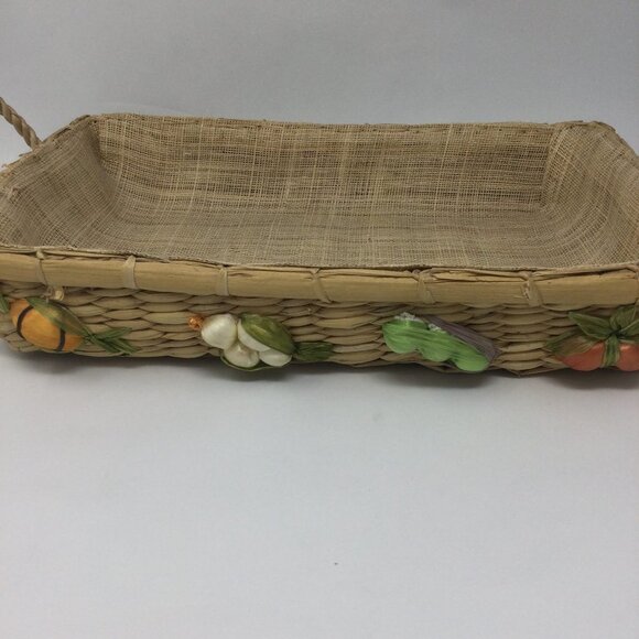 Vintage Straw Tray Decorative Fruit Baskets Set of 2 1960'S - Picture 6 of 14